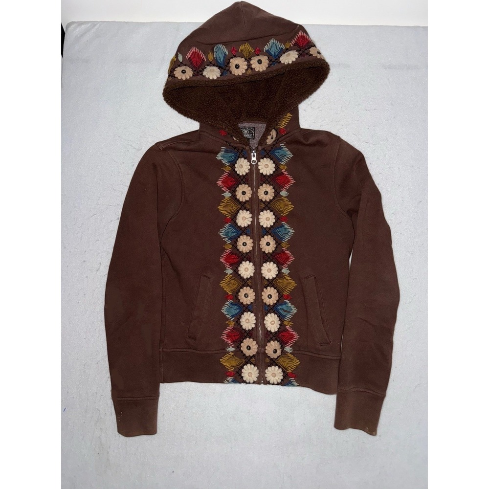 Lucky Brand Brown Hoodie with Colorful Pattern